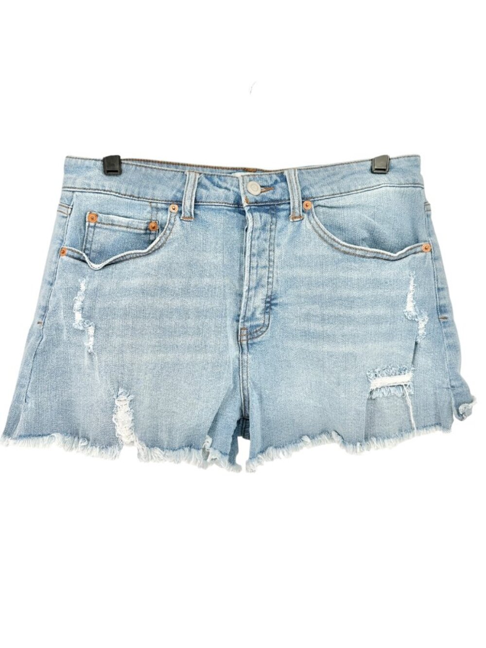 True Craft Denim Shorts Womens Size 8 High-Rise Shorty Distressed Light Wash